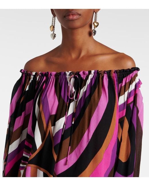 Emilio Pucci Pink Printed Viscose Long-Sleeve Top