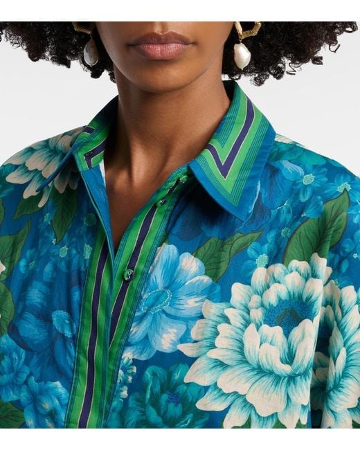 ALÉMAIS Blue Margo Oversized Printed Cotton Shirt