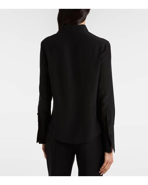 Alexander McQueen Black Ruffled Silk Blouse