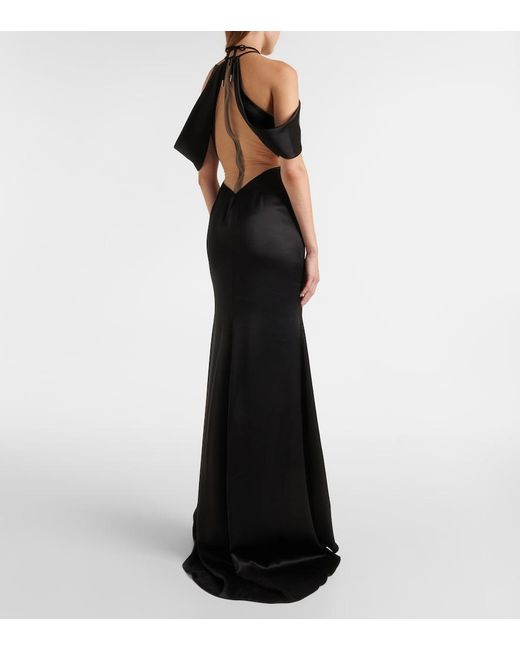 David Koma Black Off-Shoulder Tulle Gown