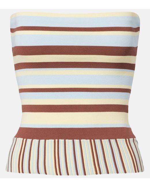 Faithfull The Brand Blue Citara Striped Cotton-Blend Tube Top