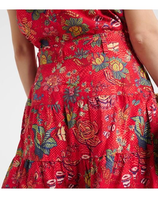 Falda midi de algodon floral Ulla Johnson de color Red