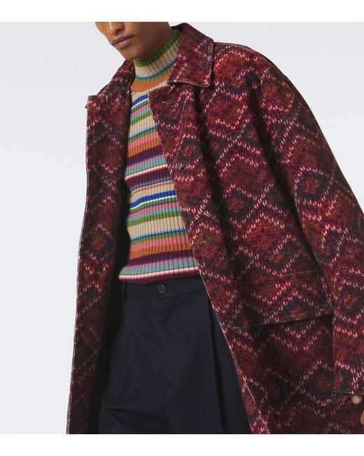 Dries Van Noten Red Printed Cotton Corduroy Coat for men