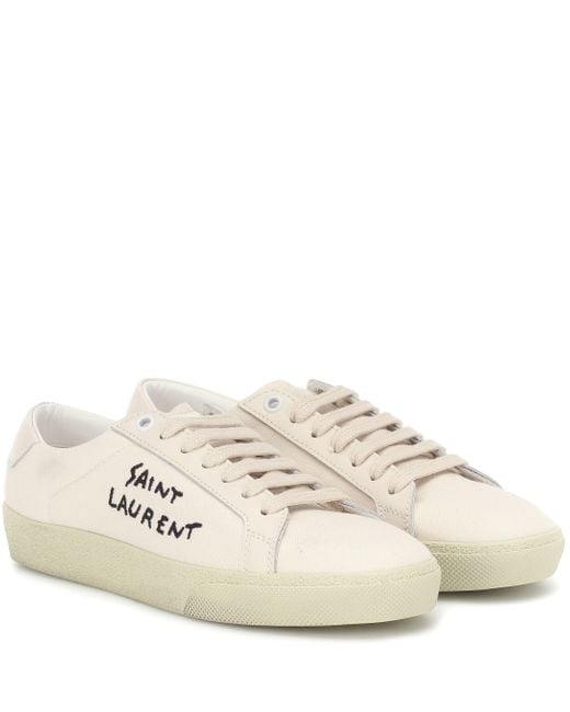 Saint Laurent Canvas Court Classic Sl/06 Embroidered Sneakers In Fabric ...