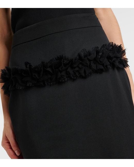 Alexander McQueen Black Bleistiftrock Aus Wolle Mit Spitze