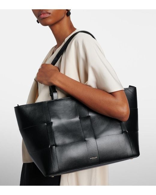 DeMellier London Black Florence Large Woven Leather Tote Bag