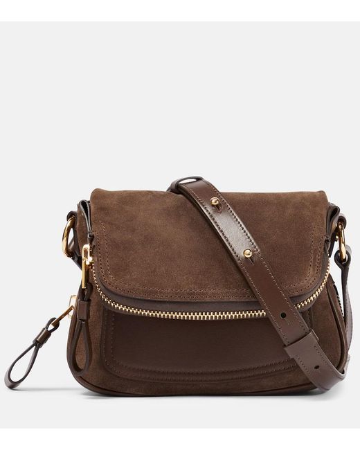 Tom Ford Brown Jennifer Small Suede Shoulder Bag