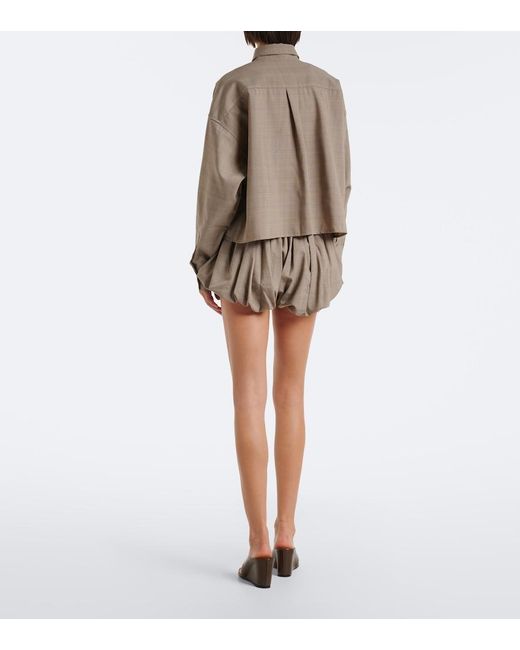 Frankie Shop Natural Alina Checked Wool-Blend Shorts