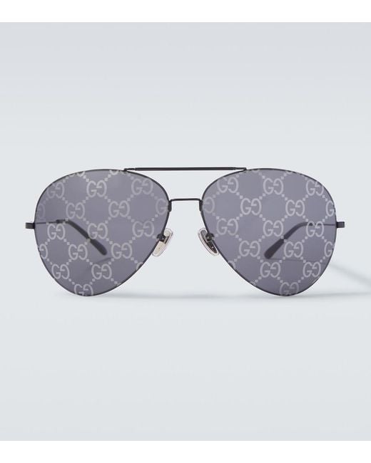 Gucci Gray Gg Aviator Sunglasses for men