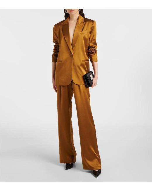 The Sei Brown Oversized Silk Satin Blazer