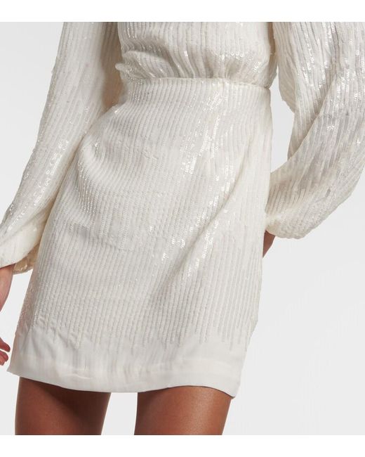 Rixo White Lara Bridal Sequined Minidress