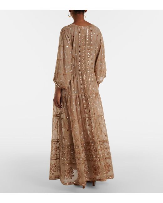 Juliet Dunn Natural Embellished Cotton Maxi Dress