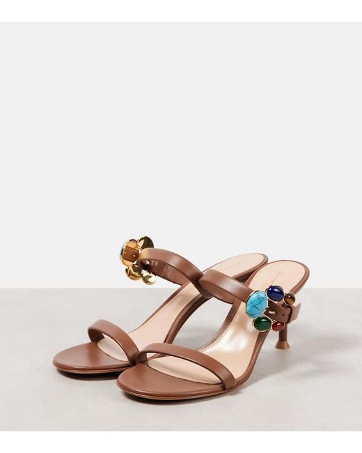 Gianvito Rossi Pink 70 Buckle-Detail Leather Mules