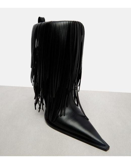 Balenciaga Black Avenue Fringe Leather Ankle Boots