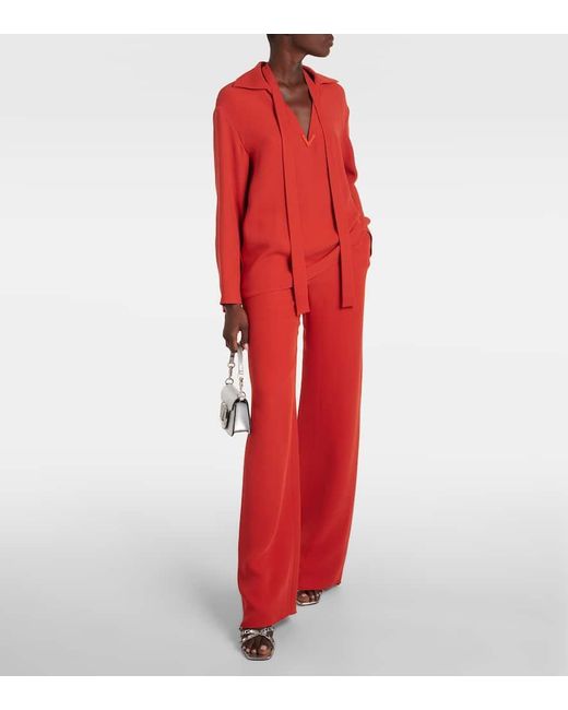 Pantaloni A Gamba Larga di Valentino in Orange