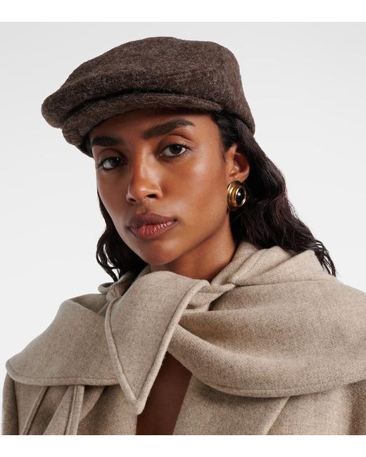 Ruslan Baginskiy Brown Logo Wool-Blend Newsboy Cap