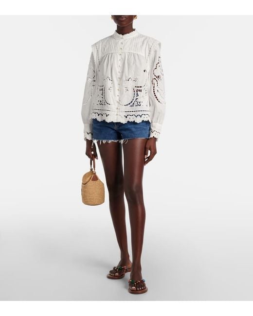 Farm Rio White Embroidery Cotton Blouse