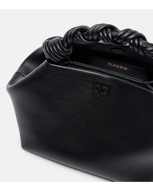 Ganni Black Bou Small Leather Tote Bag