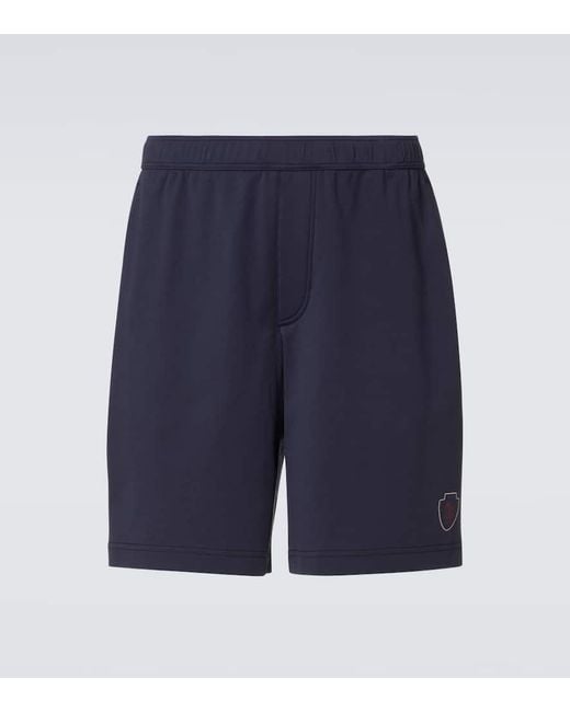 Shorts En Jersey De Algodon Con Logo Brunello Cucinelli de hombre de color Blue