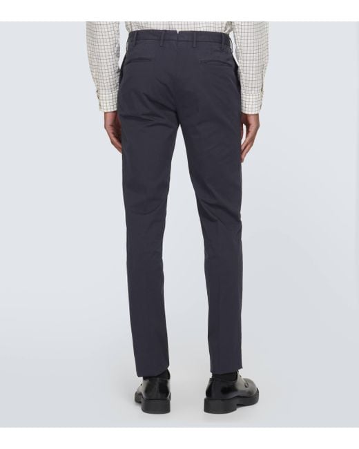 Incotex Blue Cotton-blend Slim Pants for men