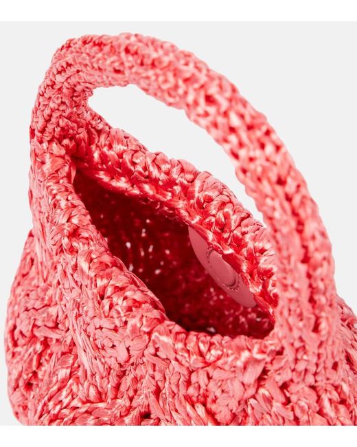 J.W. Anderson Red Tote Aus Raffiabast Mit Leder