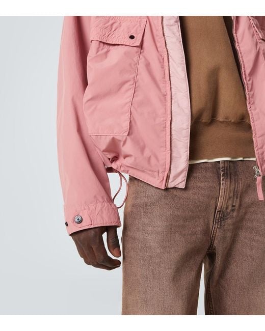 Stone Island Pink Compass Hooded Canvas Jacket for men