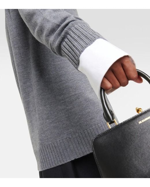 Jil Sander Gray Wool Cardigan