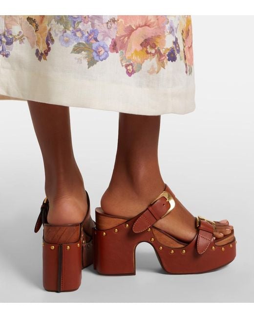 Zimmermann Brown Alight Studded Leather Platform Sandals