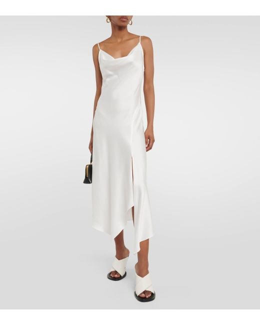Jonathan Simkhai White Asymmetrical Midi Slip Dress
