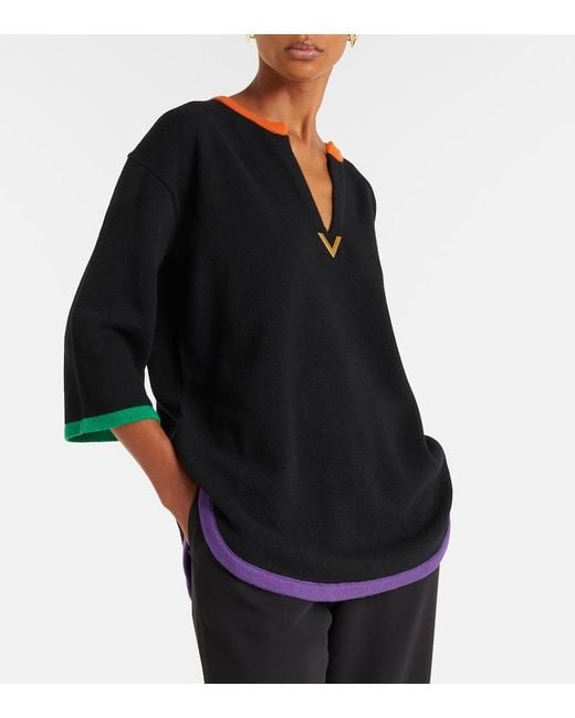 Valentino Black Vgold Virgin Wool Sweater