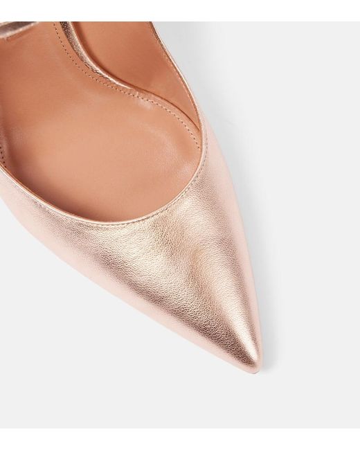 Aquazzura Pink Mules Bellezza 85 Aus Metallic-Leder