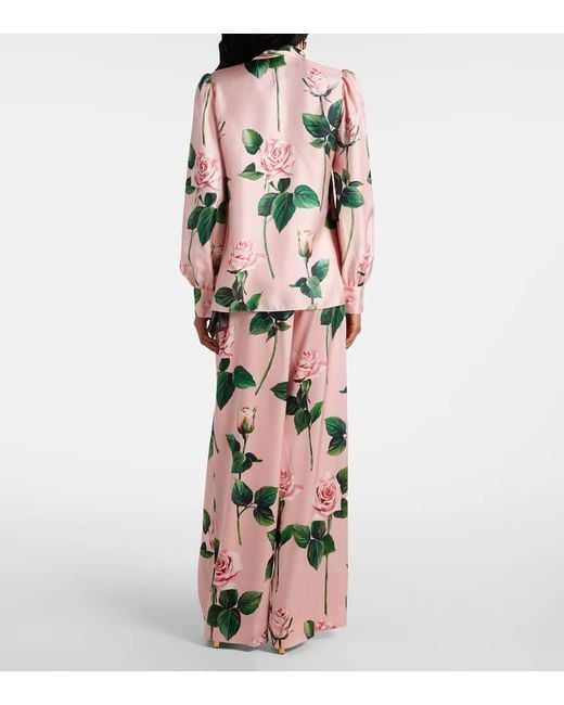 Dolce & Gabbana Pink Bluse Aus Seidensatin