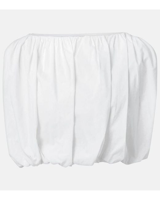 Adriana Degreas White Inamorata Cotton-Blend Crop Top