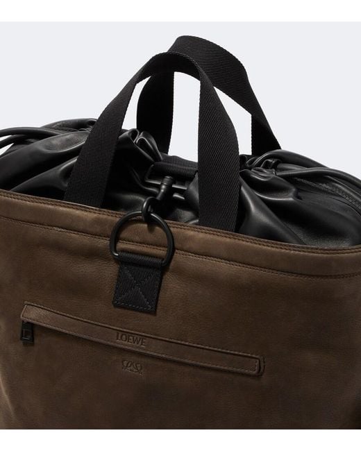 Loewe Black Squad Leather Backpack for men