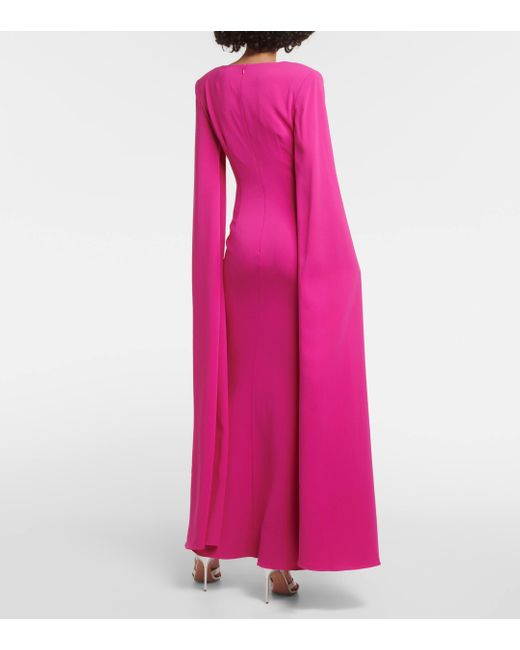 Roland Mouret Pink Cape-sleeve Cady Gown