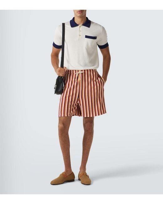 Valentino Red Striped Terry Shorts for men
