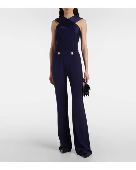Balmain Blue Satin Crepe Top