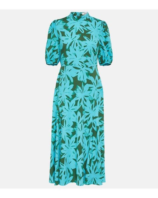 Diane von Furstenberg Blue Nella Floral-print Crepe Midi Dress