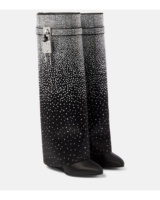 Givenchy Black Shark Lock Embellished Knee-high Boots
