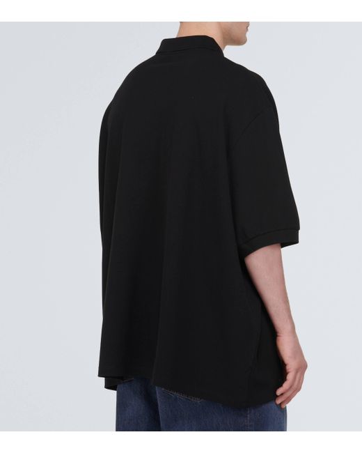 Balenciaga Black Oversized Cotton Pique Polo Shirt for men