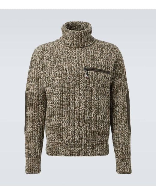 Moncler Green Apres Ski Virgin Wool Turtleneck Sweater for men