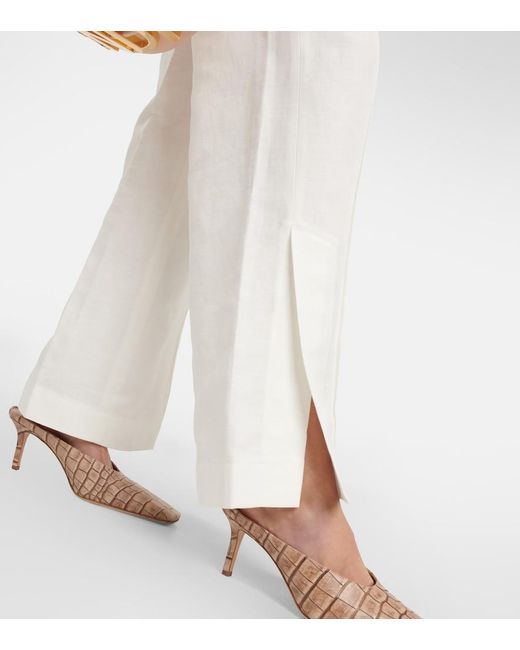 AYA MUSE White Polaris Wide-Leg Linen And Cotton Pants