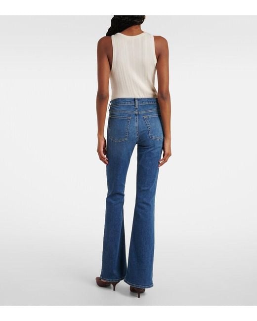 7 For All Mankind Blue Mid-Rise Flared Jeans