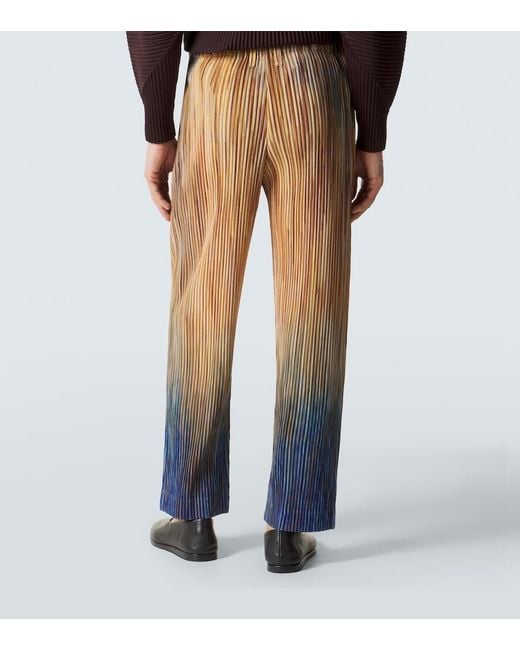 Homme Plissé Issey Miyake Natural Paint Brush Close-Up Pleated Straight Pants for men