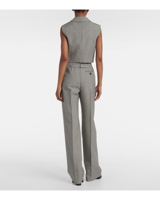 Chaleco De Lana Y Mohair Con Pata De Gallo Alexander McQueen de color Gray