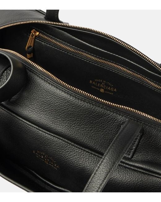 Balenciaga Black Carrie Small Leather Bowling Bag