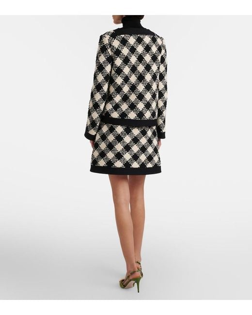 Valentino Black Cotton And Wool-Blend Tweed Miniskirt