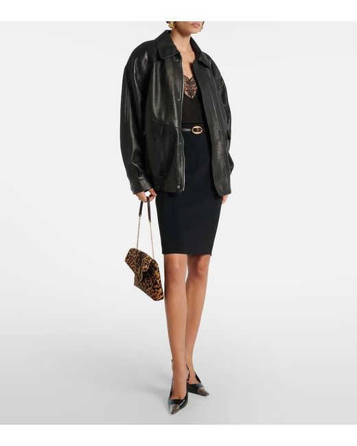 Jupe Crayon A Taille Haute Saint Laurent en coloris Black