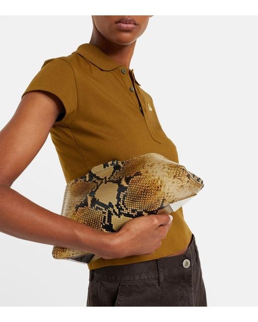 The Attico Natural 8.30 Pm Snake-Effect Leather Clutch