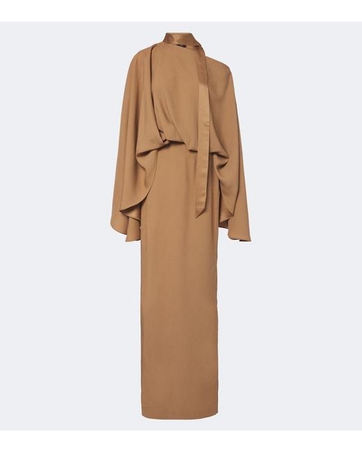 Taller Marmo Natural Brooks Scarf-Detail Crepe Cady Maxi Dress